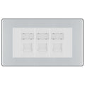 BG Screwless Polished Chrome 3 Gang RJ45 Cat6 Data Socket Outlet White Inserts