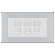 BG Screwless Polished Chrome 3 Gang RJ45 Cat6 Data Socket Outlet White Inserts by British General (BG-FPCRJ453W)