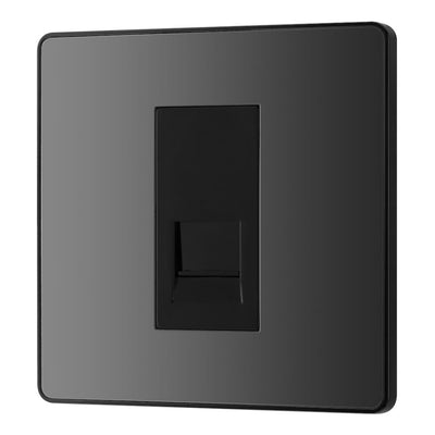 BG Evolve Black Chrome 1 Gang Secondary Telephone Outlet PCDBCBTS1B with 35mm Steel Back Box
