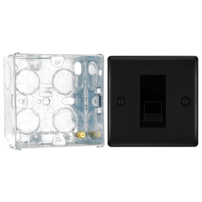 BG Nexus Matt Black Single Slave Telephone Socket NFBBTS1 with 35mm Steel Back Box