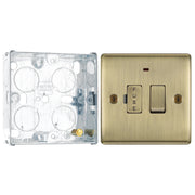 BG Nexus Antique Brass 13A Neon Switched Fused Spur Unit NAB52 with 25mm Steel Back Box by British General (BG-NAB52+HGS02)