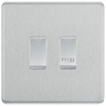 BG Screwless Brushed Steel 2G Grid Switch – 20A 2-Way & Retractive PRESS Module by British General (BG-SCRL-BS-2G-1x2Way-1xPress)