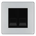 BG Screwless Polished Chrome Double IDC Secondary Telephone Socket - Black Insert