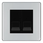 BG Screwless Polished Chrome Double IDC Secondary Telephone Socket - Black Insert by British General (BG-FPCBTS2B)