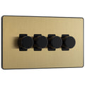BG Evolve Satin Brass 4 Gang Custom Grid Dimmer Light Switch PCDSB84B