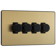 BG Evolve Satin Brass 4 Gang Custom Grid Dimmer Light Switch PCDSB84B by British General (Evolve-SB-CUSTOM-4GANG-4xDIMMER)