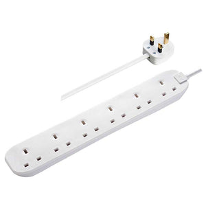 Masterplug BSG210N White 6 Gang 13A Extension Lead 2m by Masterplug (Masterplug-BSG210N-Shopify-SA_1)