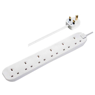 Masterplug BSG210N White 6 Gang 13A Extension Lead 2m by Masterplug (Masterplug-BSG210N-Shopify-SA_1)