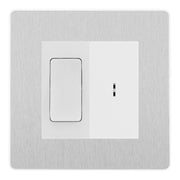 BG Evolve Brushed Steel 20A Secret Key Switch with 20A Double Pole Switch - White Insert