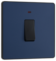 BG PCDDB31B Matt Blue Evolve 20A 2 Pole LED Switch - Black Insert by British General (BG-PCDDB31B-Shopify-SA_1)