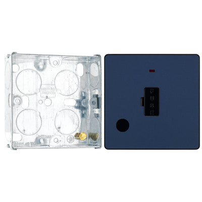 BG Evolve Matt Blue 13A Flex Outlet Neon Unswitched Fused Connection Unit PCDDB54B with 25mm Steel Back Box