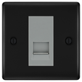 BG Nexus Matt Black Single Master Telephone Socket, Screw Terminal - Grey Inserts