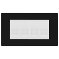 BG Screwless Matt Black 4 Gang Master Telephone Socket, Screw Terminal - White Insert