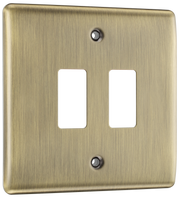 BG RNAB2 Nexus Metal Antique Brass 2 Module Grid Front Plate by British General (BG-RNAB2)