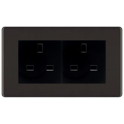 BG Screwless Black Nickel 4 Gang 13A Unswitched Socket - FBN4GUSSB by British General (BG-FBN4GUSSB)