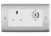 BG Nexus Brushed Steel 13A Double Pole Key Controlled Socket – White Inserts by British General (BG-NBSKYSWSW)