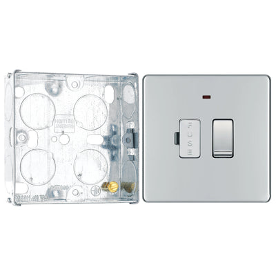 BG Screwless Polished Chrome 13A Switched Spur + Neon FPC52 with 25mm Steel Back Box by British General (BG-FPC52+HGS02)