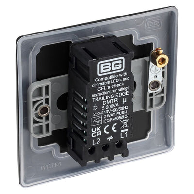 BG Nexus Matt Black 200W 2 Way Single Trailing Edge Dimmer Switch NFB81 with 35mm Steel Back Box