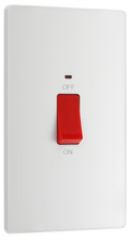 BG PCDCL72W Pearlescent White Evolve 45A 2 Pole Large Plate LED Switch - White Insert