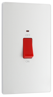 BG PCDCL72W Pearlescent White Evolve 45A 2 Pole Large Plate LED Switch - White Insert by British General (BG-PCDCL72W-Shopify-SA_1)