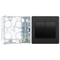 BG Evolve Black Chrome 2G Wide Rocker Light Switch PCDBC42WB with 35mm Steel Back Box