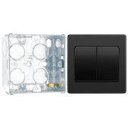 BG Evolve Black Chrome 2G Wide Rocker Light Switch PCDBC42WB with 35mm Steel Back Box