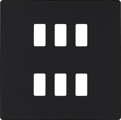 BG RPCDMB6B Evolve Grid Matt Black 6 Module Square Front Plate - Black Trim