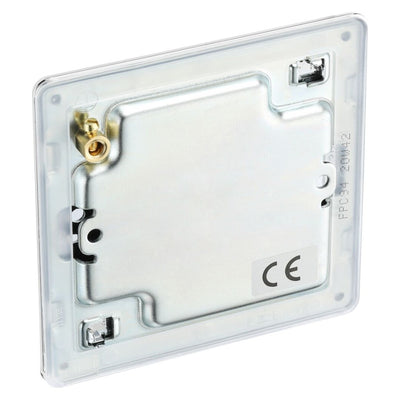 BG Screwless Polished Chrome Single Blanking Plate FPC94 with 25mm Steel Back Box