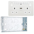 BG Evolve Pearlescent White Double USB Socket with WiFi Extender PCDCL22UWRW with 25mm Steel Back Box