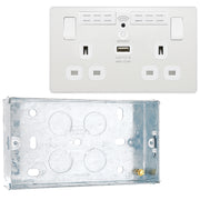 BG Evolve Pearlescent White 13A Double USB Socket with WiFi Extender PCDCL22UWRW with 25mm Steel Back Box