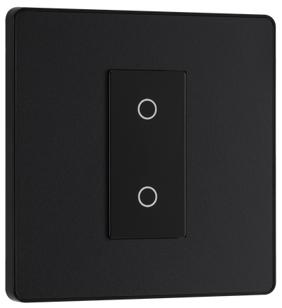 PCDMBTDM1B Front - This Evolve Matt Black single master trailing edge touch dimmer allows you to control your light levels and set the mood.