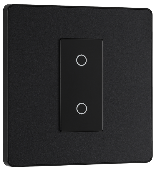 PCDMBTDM1B Front - This Evolve Matt Black single master trailing edge touch dimmer allows you to control your light levels and set the mood.