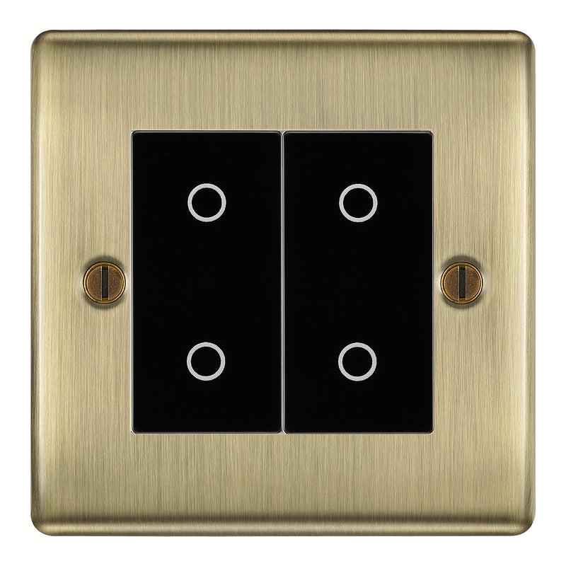 BG Nexus Antique Brass Double Secondary Touch Dimmer Switch - Black Insert