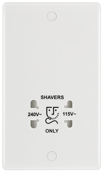 BG 820 Moulded Round Edge | White | 115-230V Dual Voltage Shaver Socket by British General (BG-820)