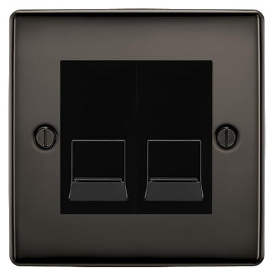 BG Nexus Black Nickel Double RJ11 Telephone Socket NBNRJ112 - Black Insert by British General (BG-NBNRJ112B)