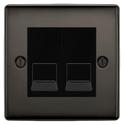 BG Nexus Black Nickel Double RJ11 Telephone Socket NBNRJ112 - Black Insert by British General (BG-NBNRJ112B)