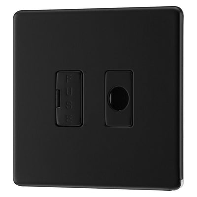 BG Screwless Matt Black Unswitched 13A Fused Spur & Flex Outlet FFB55 with 25mm Steel Back Box
