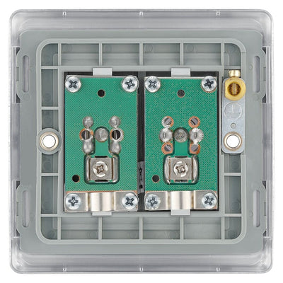 BG Nexus Brushed Steel 2 Gang 1x Co-Axial 1x Satellite Socket & Surface Pattress Back Box