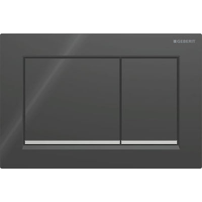 Geberit Omega20 Square WC Dual Flush Plate - Black & Chrome - 115.080.KM.1
