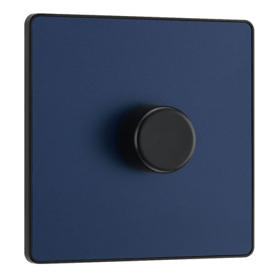 BG PCDDB81B Matt Blue Evolve 1 Gang 200W Intelligent Trailing Edge Dimmer Switch - Black Insert