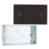 BG Screwless Black Nickel 200W 2 Way Quad Trailing Edge Dimmer Switch FBN84 with 25mm Steel Back Box