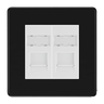 BG Screwless Matt Black 2 Gang RJ45 Data Socket FFBRJ452W White Inserts by British General