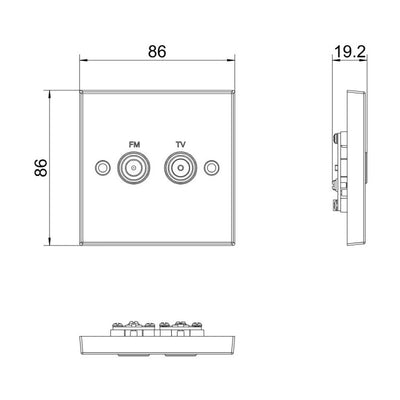 BG 966 Moulded Square Edge | White | 2 Gang Diplex TV and FM Socket by British General (BG-966)