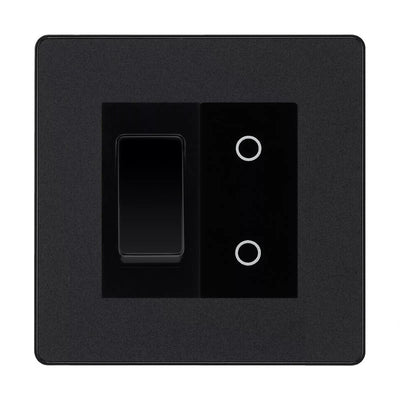 BG Evolve Matt Black 2 Gang Custom Switch 1x 2 Way Switch 1x Master Touch Dimmer by British General (EVOLVE-MB-2G-1x-2WAY-SWITCH-1x-MTD-BI)