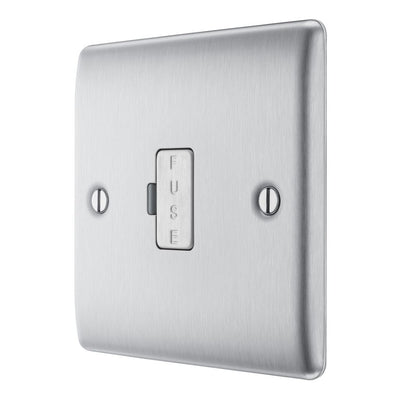 BG Nexus Brushed Steel 13A Unswitched Fused Connection Unit NBS54 with 35mm Steel Back Box