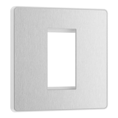 BG Evolve Brushed Steel Single Secondary Telephone Socket, Screw Terminal - White Insert