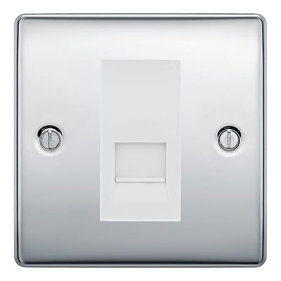 BG Nexus Polished Chrome Single IDC Secondary Telephone Socket - White Insert