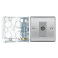 BG Nexus Brushed Steel Single Isolated Co-Axial Socket NBS62 with 35mm Steel Back Box