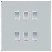 BG Polished Chrome Screwless 6 Gang Light Switch 2 Way Custom Grid Switch Mirror by British General (BG-SCL-PC-6G-CUSTOM-LIGHT-SWITCH)
