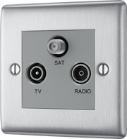 BG NBS67 Nexus Triplex Tv/fm. 2 Gang-screened Brushed Steel Satellite Socket Outlets by British General (BG-NBS67-Shopify-SA_1)